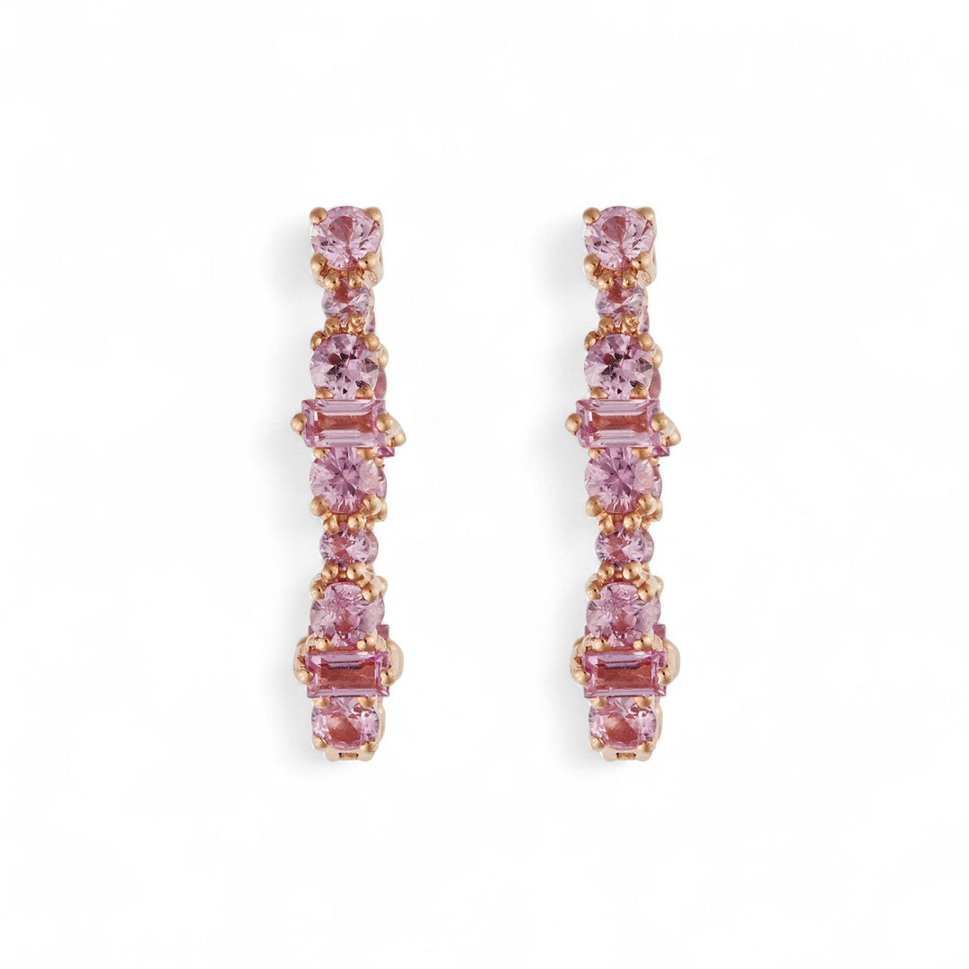 Large Oval Rivulet Pink Sapphire Hoops - Rivulet - Ileana Makri