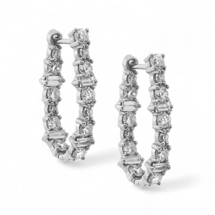 Large Oval Rivulet White Diamond Hoops - Rivulet - Ileana Makri
