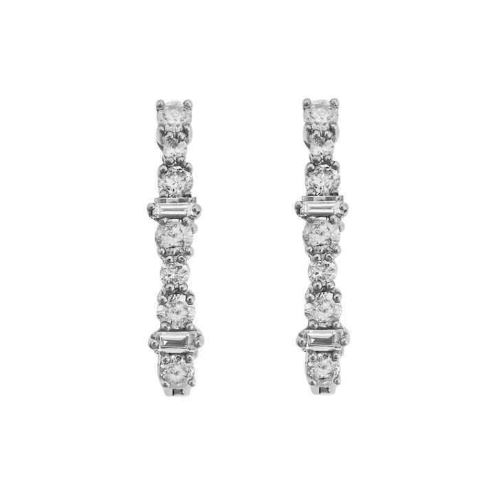 Large Oval Rivulet White Diamond Hoops - Rivulet - Ileana Makri