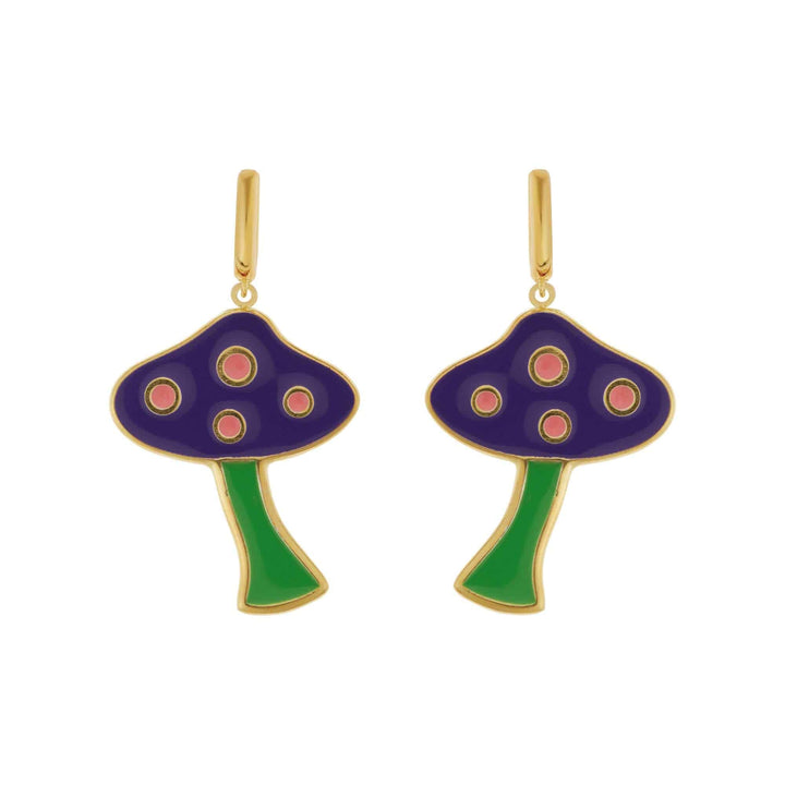Large Purple Mushroom Earrings - Eye M Flower Power - Ileana Makri store