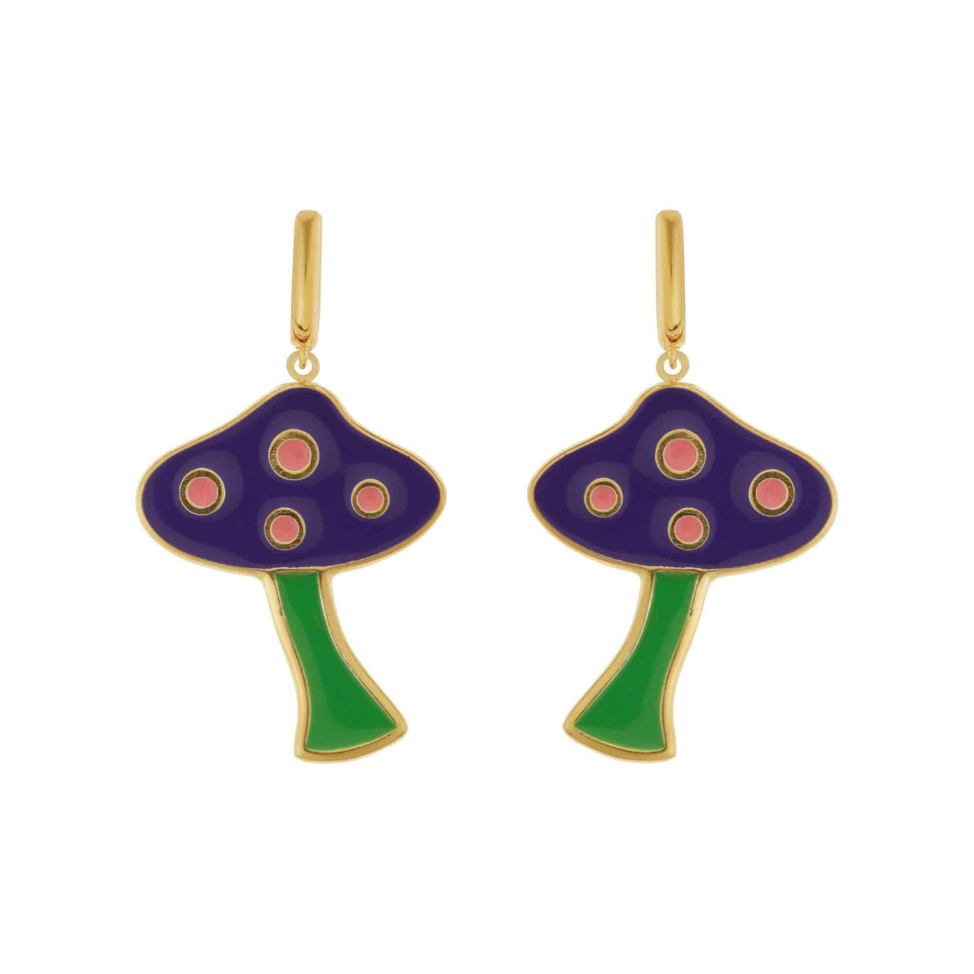 Large Purple Mushroom Earrings - Eye M Flower Power - Ileana Makri store