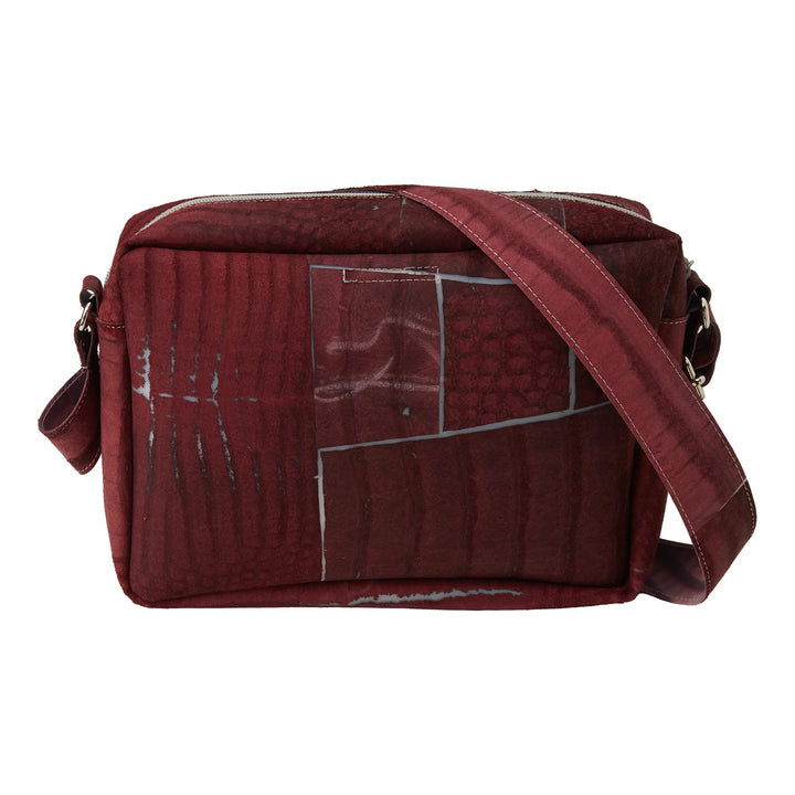 Large Raw Leather Burgundy Bag - Luisa Cevese Riedizioni - Ileana Makri
