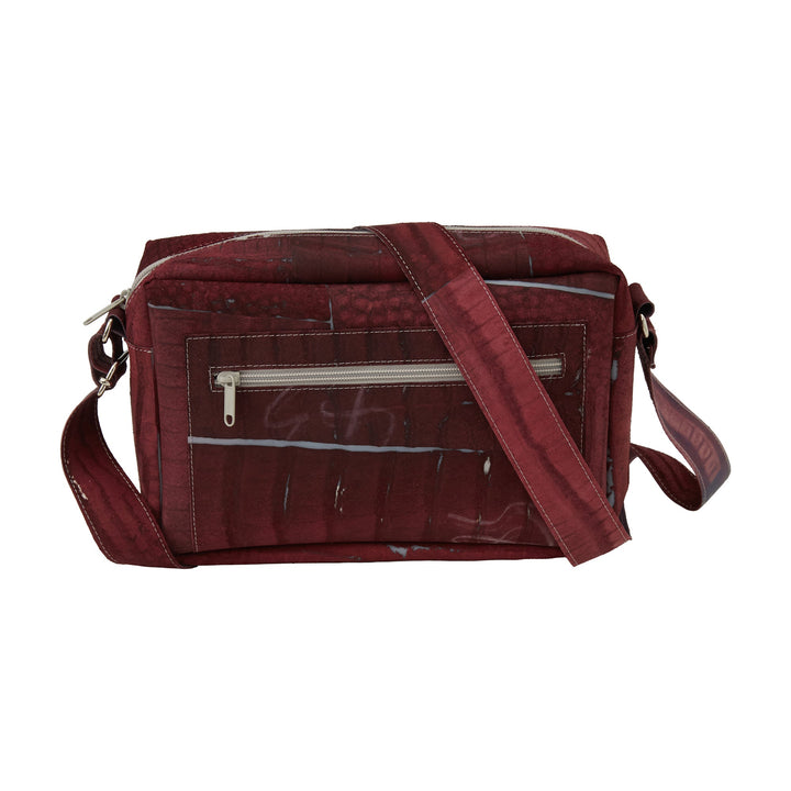Large Raw Leather Burgundy Bag - Luisa Cevese Riedizioni - Ileana Makri