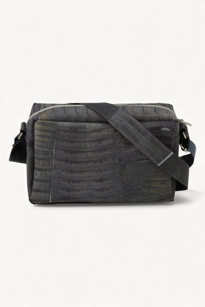 Large Raw Leather Grey Bag - Luisa Cevese Riedizioni - Ileana Makri