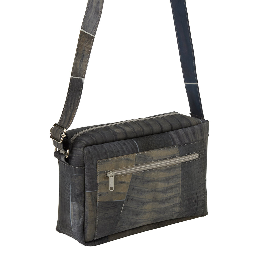 Large Raw Leather Grey Bag - Luisa Cevese Riedizioni - Ileana Makri