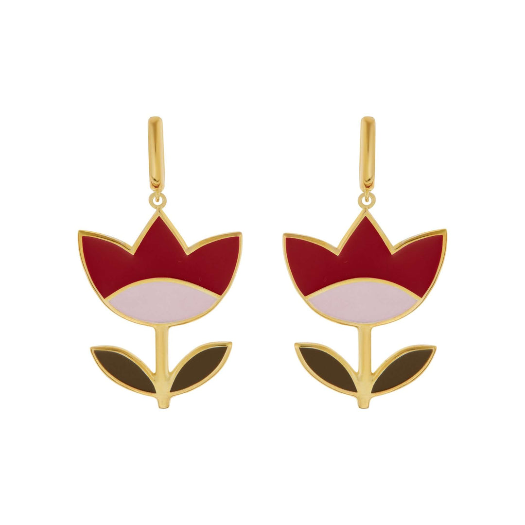 Large Red Happy Flower Earrings - Eye M Flower Power - Ileana Makri