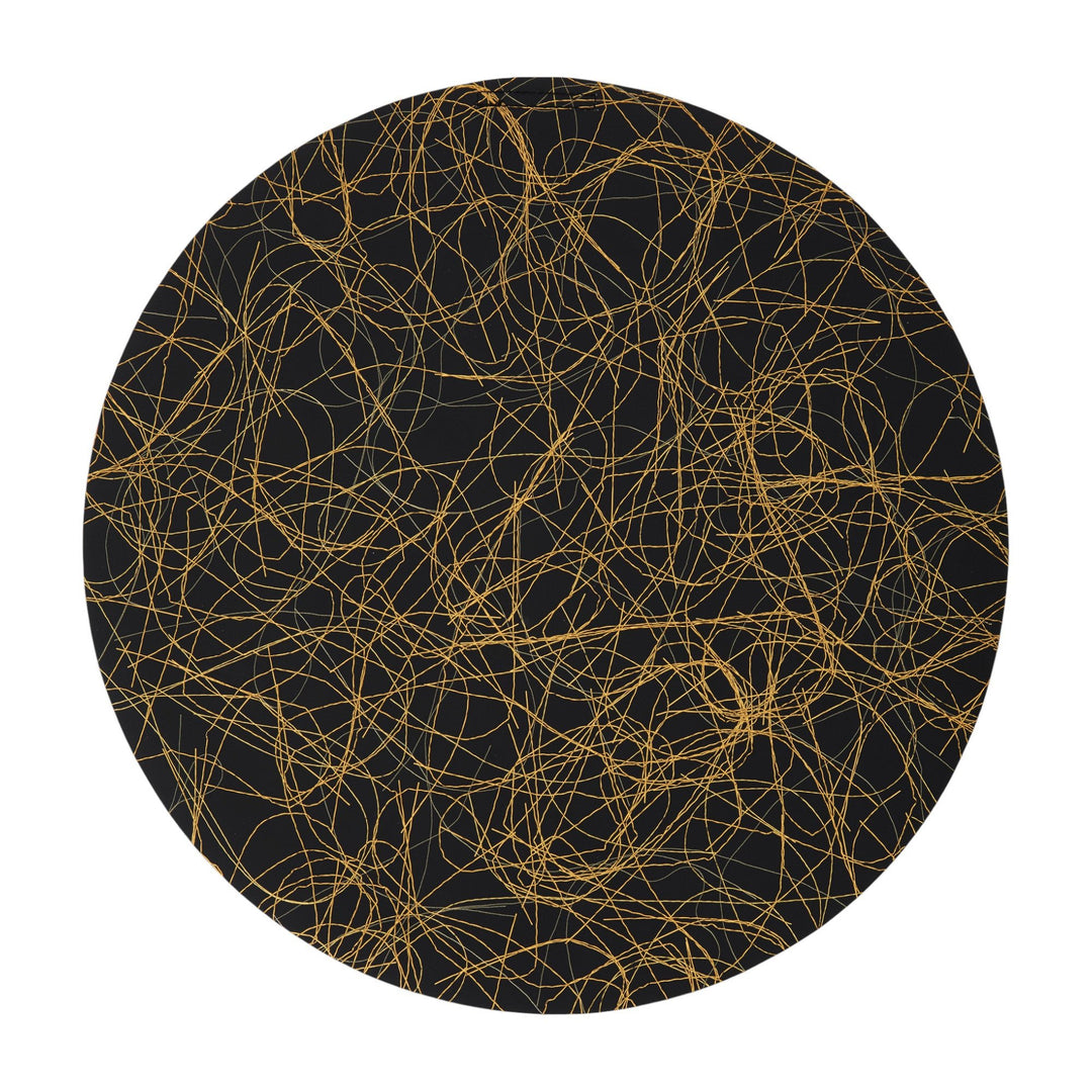 Large Round Placemat Black Gold Threads (set of 2) - Luisa Cevese Riedizioni - Ileana Makri