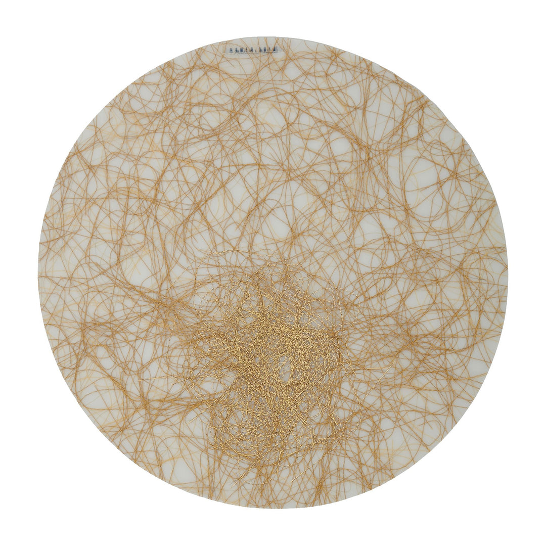 Large Round Placemat White Gold Threads (set of 2) - Luisa Cevese Riedizioni - Ileana Makri