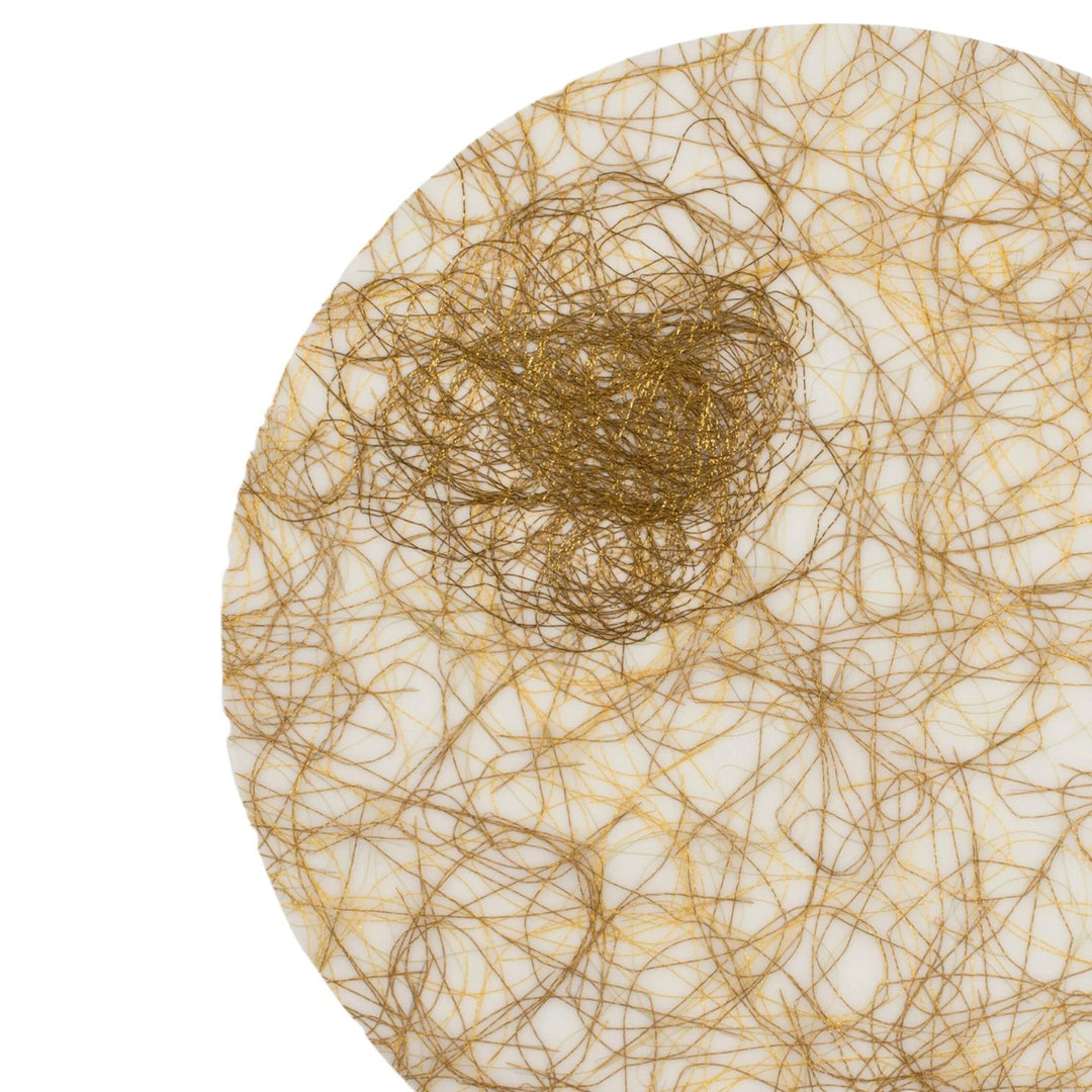 Large Round Placemat White Gold Threads (set of 2) - Luisa Cevese Riedizioni - Ileana Makri
