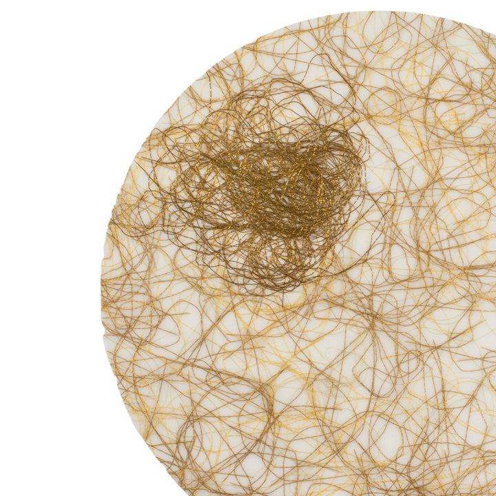 Large Round Placemat White Gold Threads (set of 2) - Luisa Cevese Riedizioni - Ileana Makri