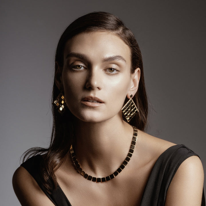 Large Tile Curtain Earrings Y - D - Tile - Ileana Makri