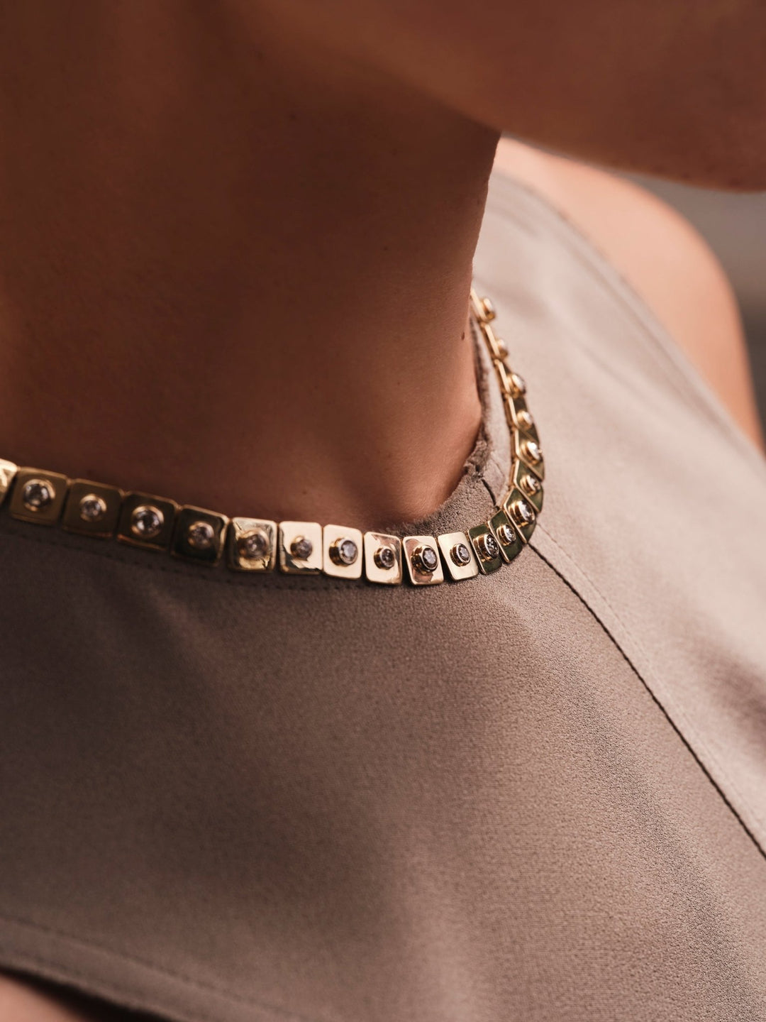 Large Tile Diamond Necklace - Tile - Ileana Makri