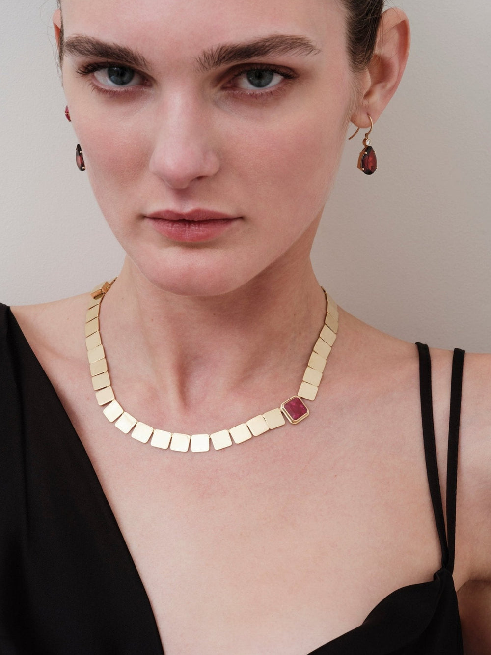 Large Tile Ruby Necklace - Tile - Ileana Makri