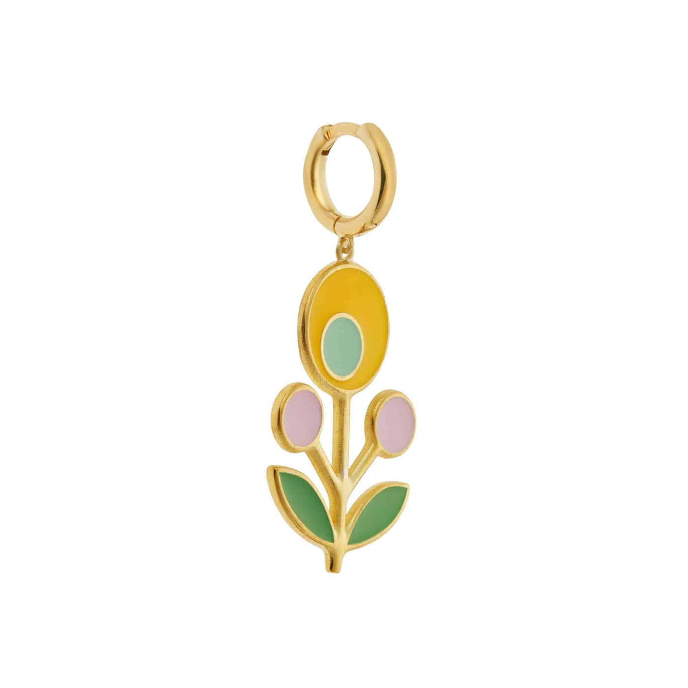 Large Yellow & Green Seed Flower Earrings - Eye M Flower Power - Ileana Makri store