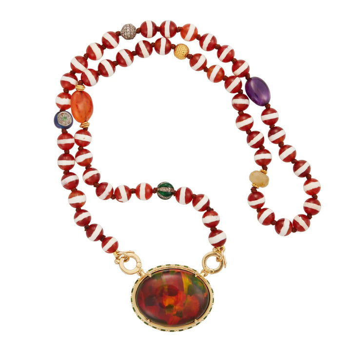 Lava Brown Agate Beaded Necklace - Bespoke - Ileana Makri store
