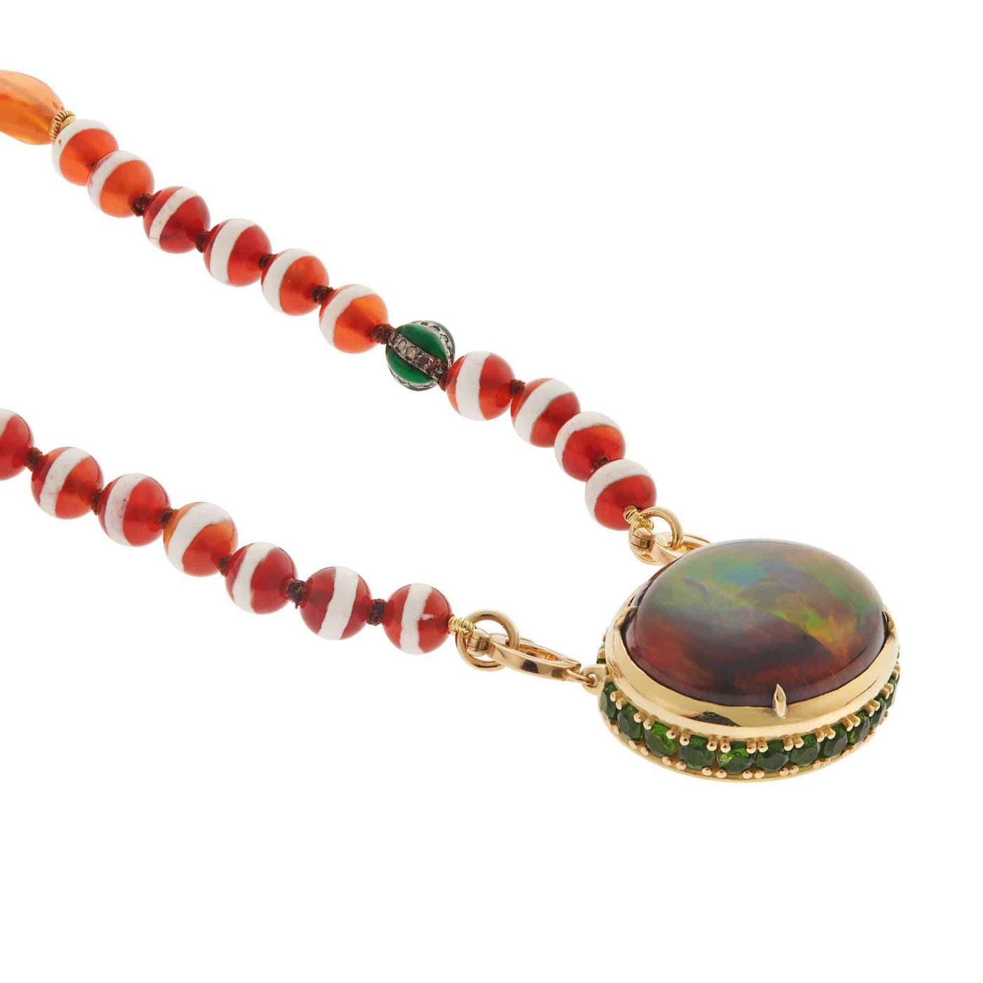 Lava Brown Agate Beaded Necklace - Bespoke - Ileana Makri store