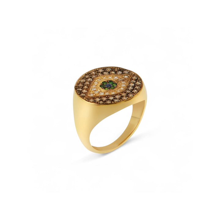 Little Champagne Dawn Chevalier Ring - EVIL EYE - Ileana Makri