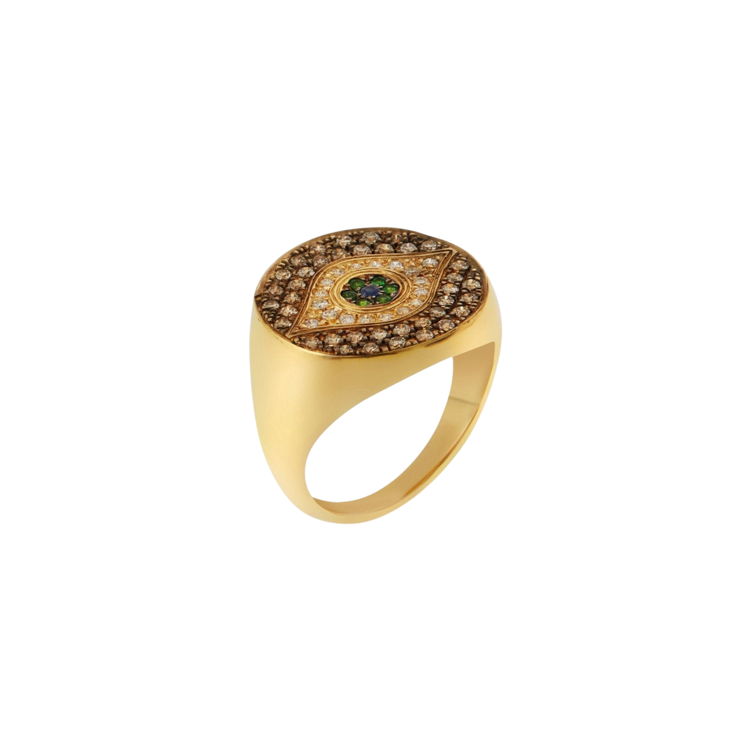 Little Champagne Dawn Chevalier Ring - EVIL EYE - Ileana Makri
