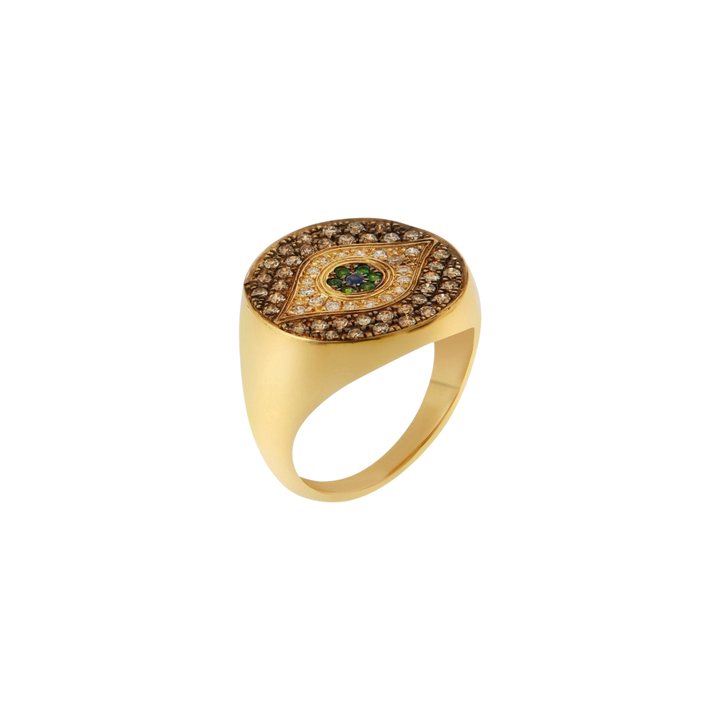 Little Champagne Dawn Chevalier Ring - EVIL EYE - Ileana Makri