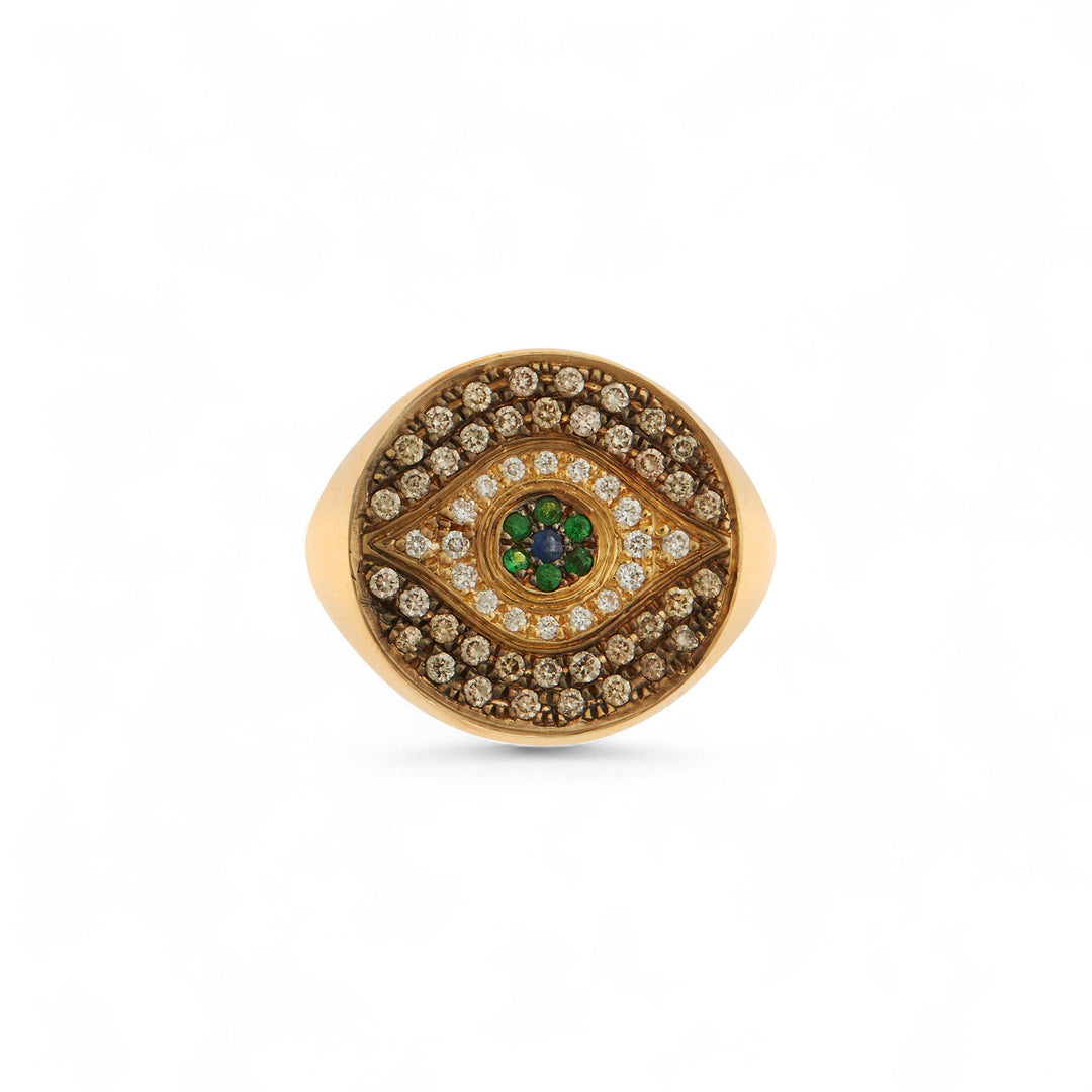 Little Champagne Dawn Chevalier Ring - EVIL EYE - Ileana Makri