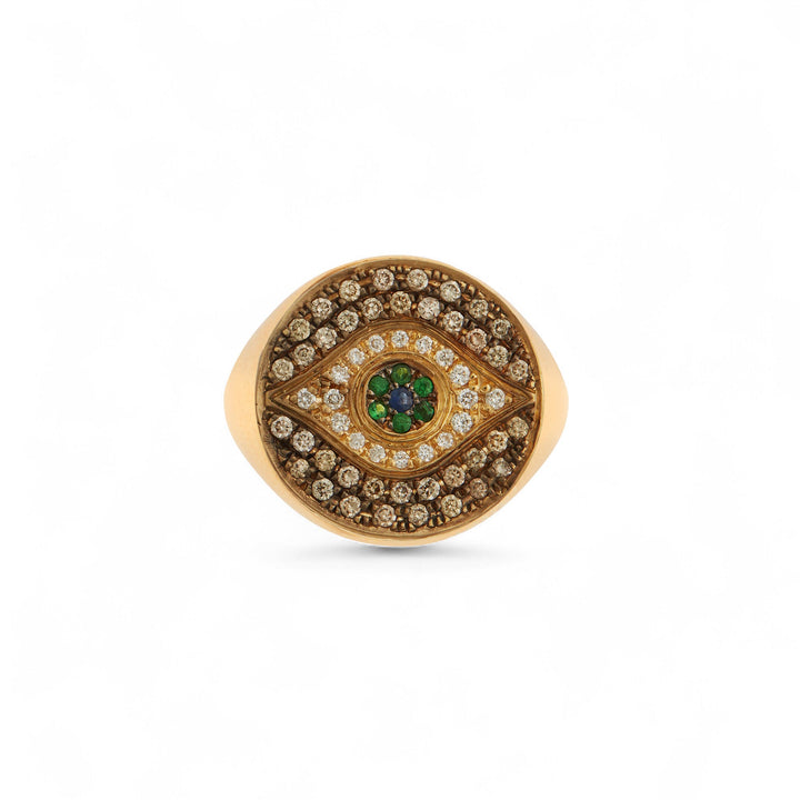 Little Champagne Dawn Chevalier Ring - EVIL EYE - Ileana Makri