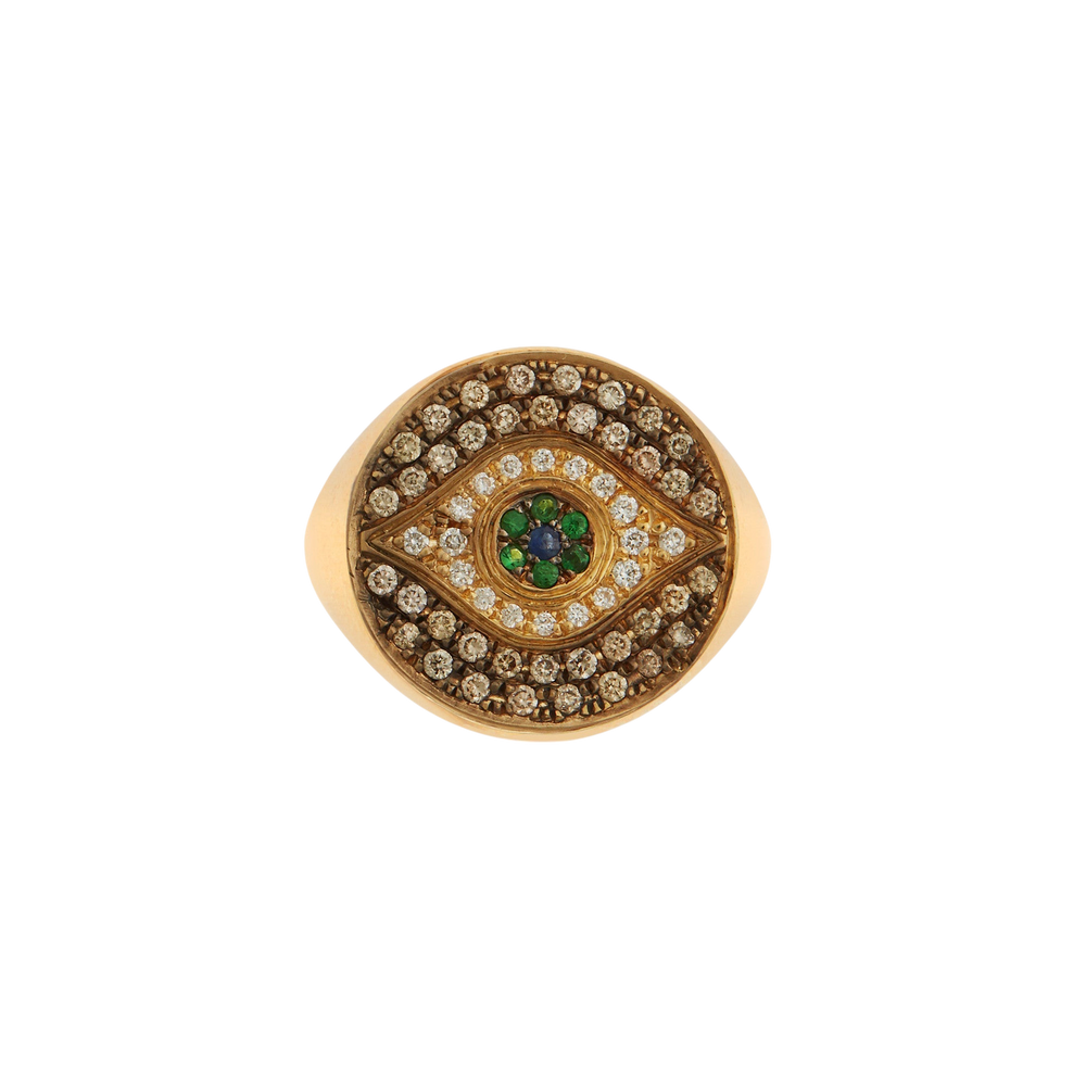 Little Champagne Dawn Chevalier Ring - EVIL EYE - Ileana Makri