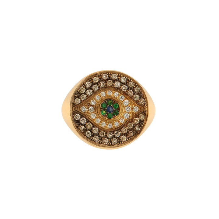 Little Champagne Dawn Chevalier Ring - EVIL EYE - Ileana Makri