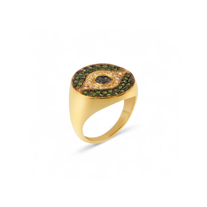 Little Green Dawn Chevalier Ring - EVIL EYE - Ileana Makri