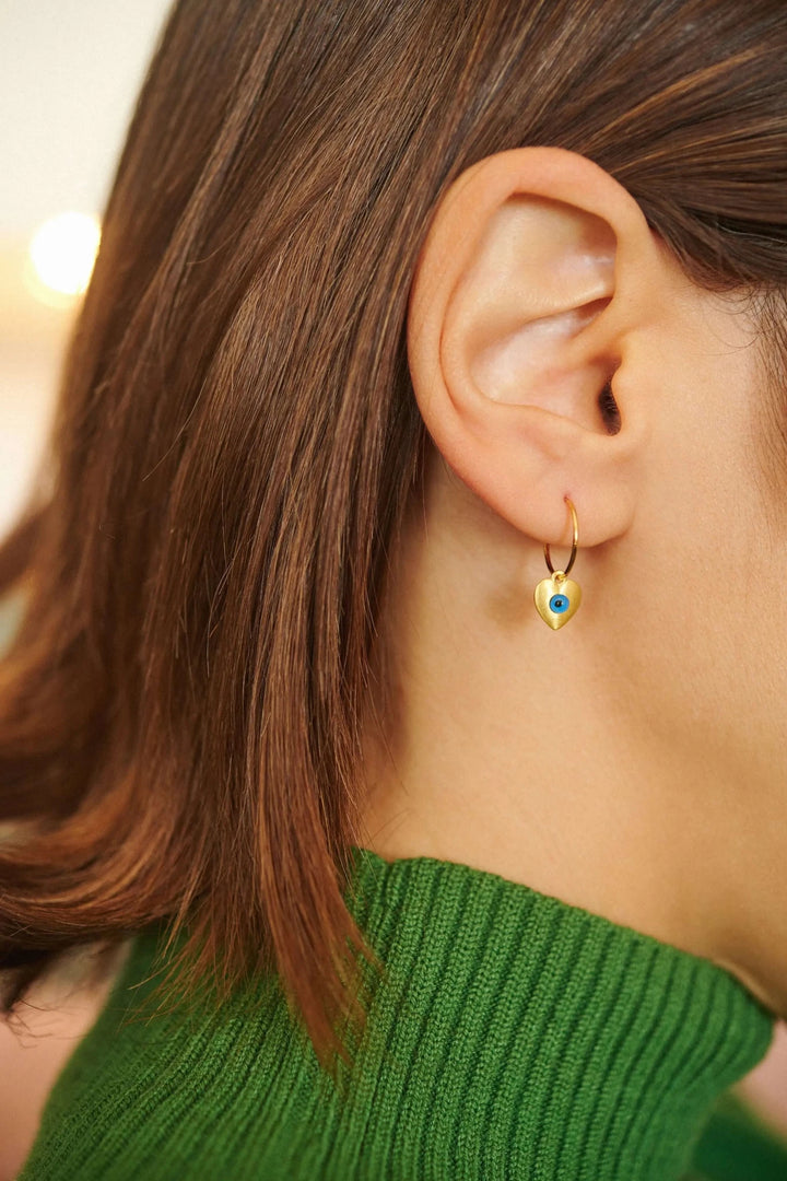Little Love Eye Slim Hoops - Eye M Hearts - Ileana Makri