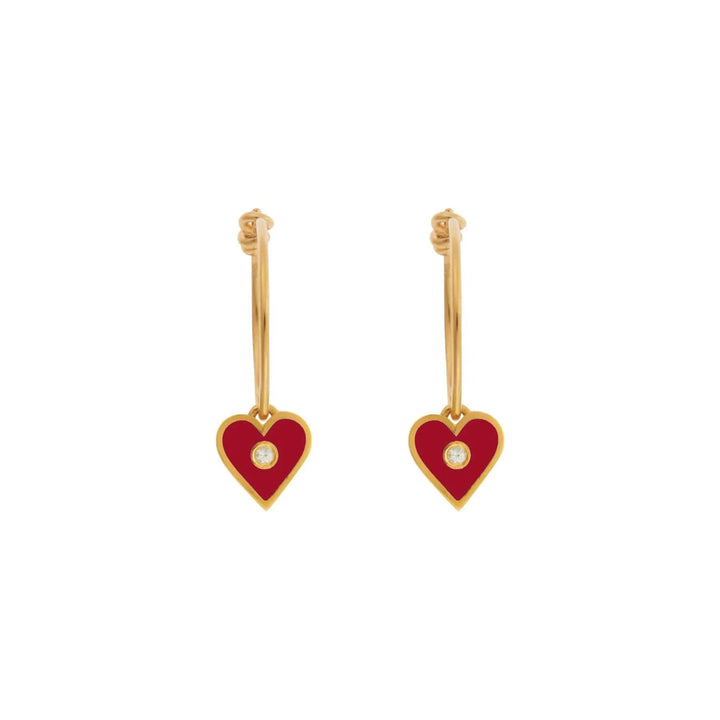 Little Love Red Enamel Hoops - Eye M Hearts - Ileana Makri