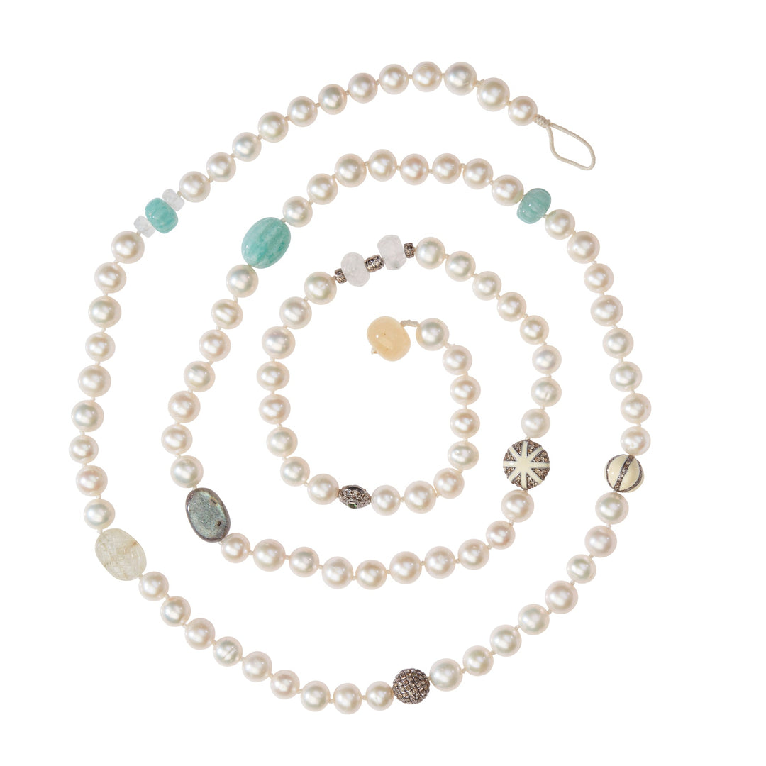 Long Pearl Globetrotter Necklace 205 (95cm) - Globetrotter - Ileana Makri