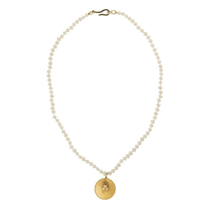 Lucky Clover Pearl Necklace (40cm) - Globetrotter - Ileana Makri store