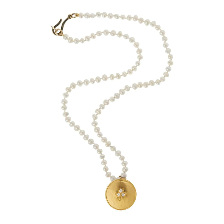 Lucky Clover Pearl Necklace (40cm) - SYMBOLS - Ileana Makri