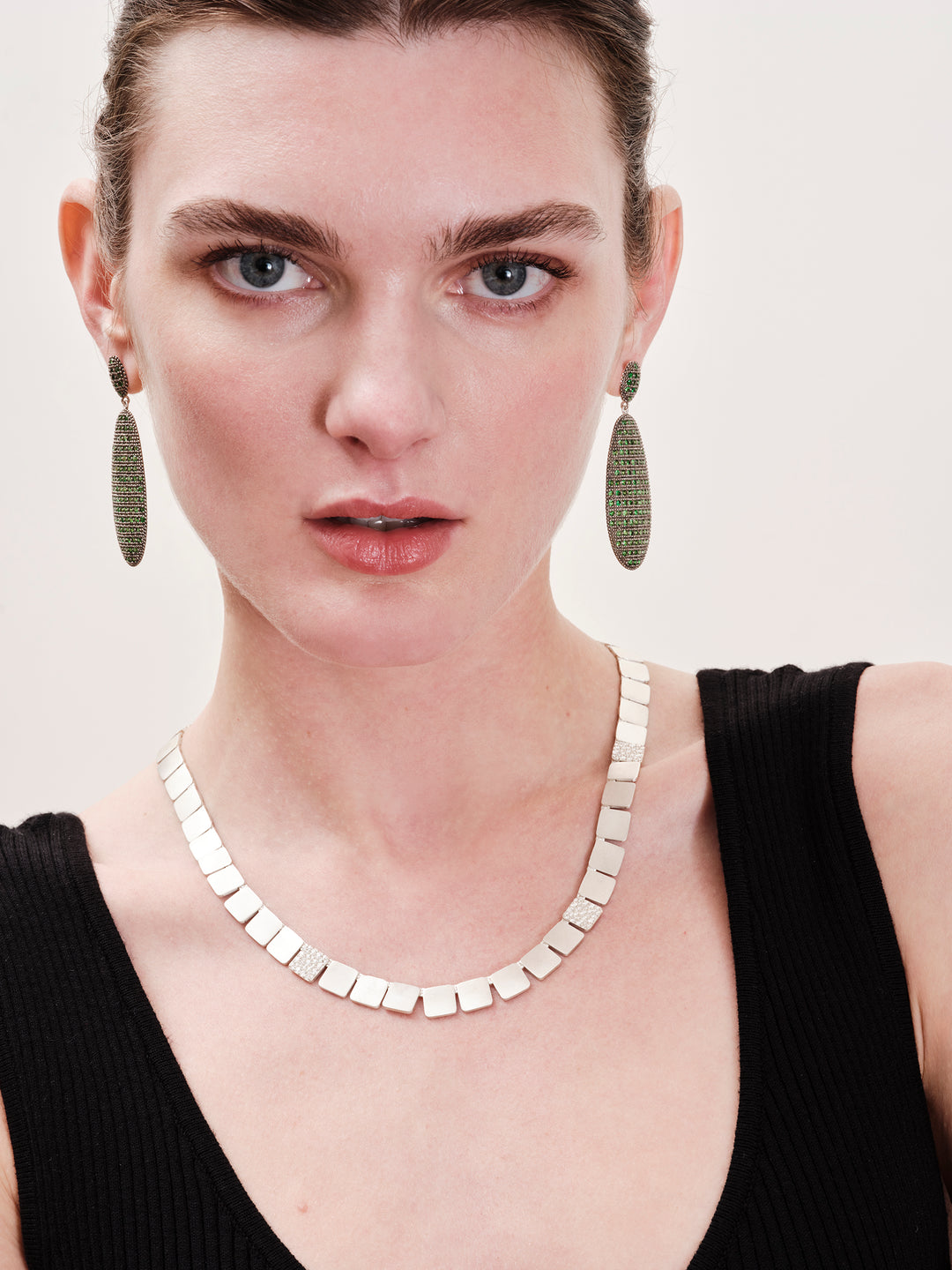 Tsavorite Shield Earrings