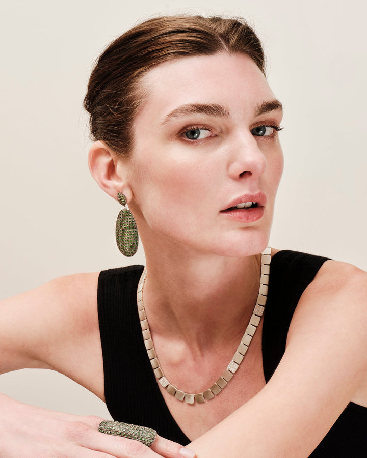 Tsavorite Shield Earrings