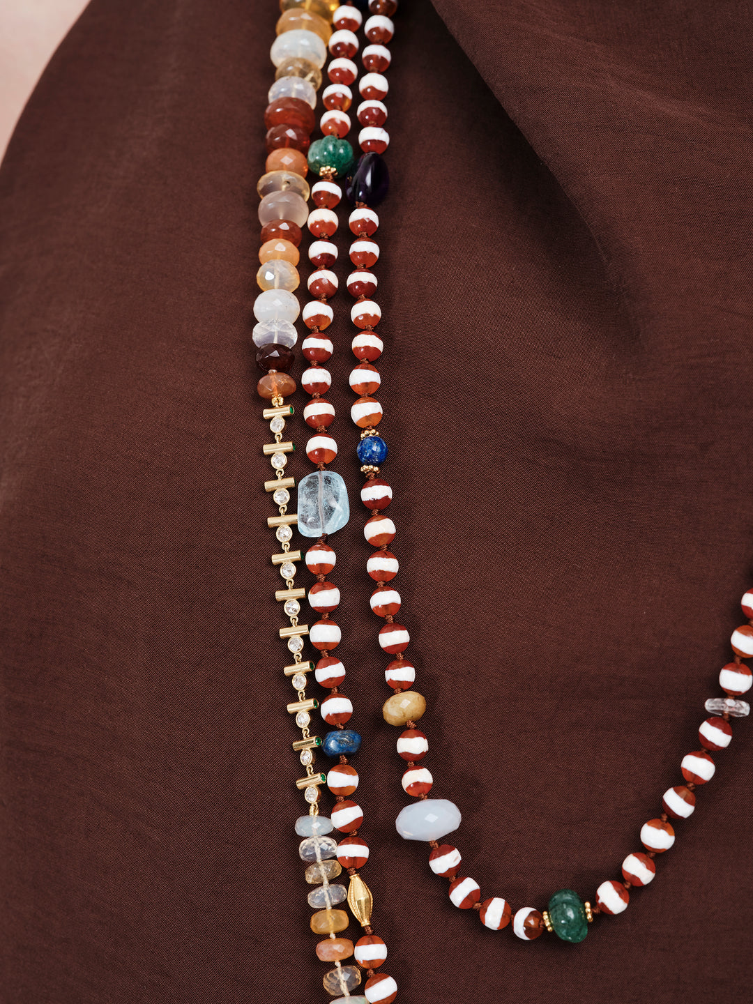 Brown Agate Stripe Necklace 159 (100cm)