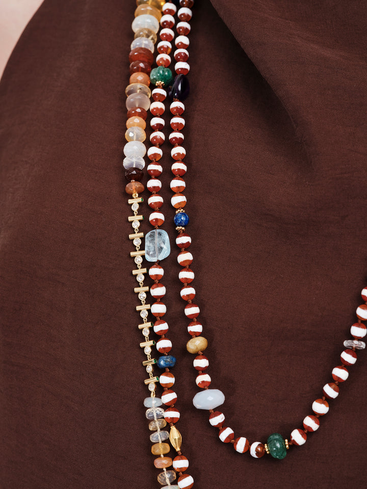 Brown Agate Stripe Necklace 159 (100cm)