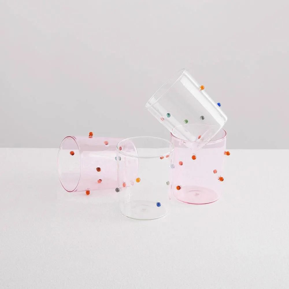 2 Pomponette Gobelets | Clear & Multi | Maison Balzac | Ileana Makri Store