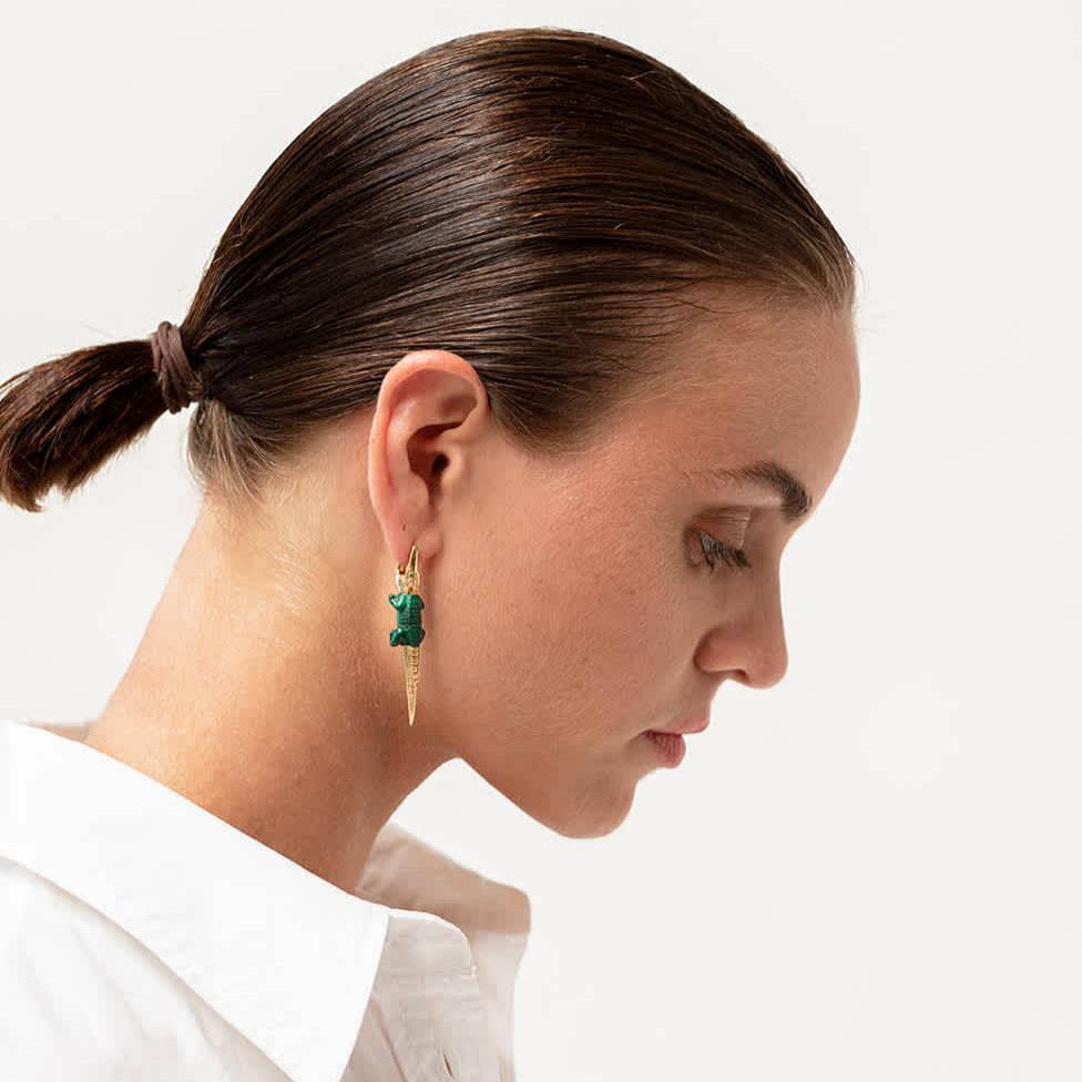 Malachite Alligator Bite Earring - Bibi Van Der Velden - Ileana Makri store