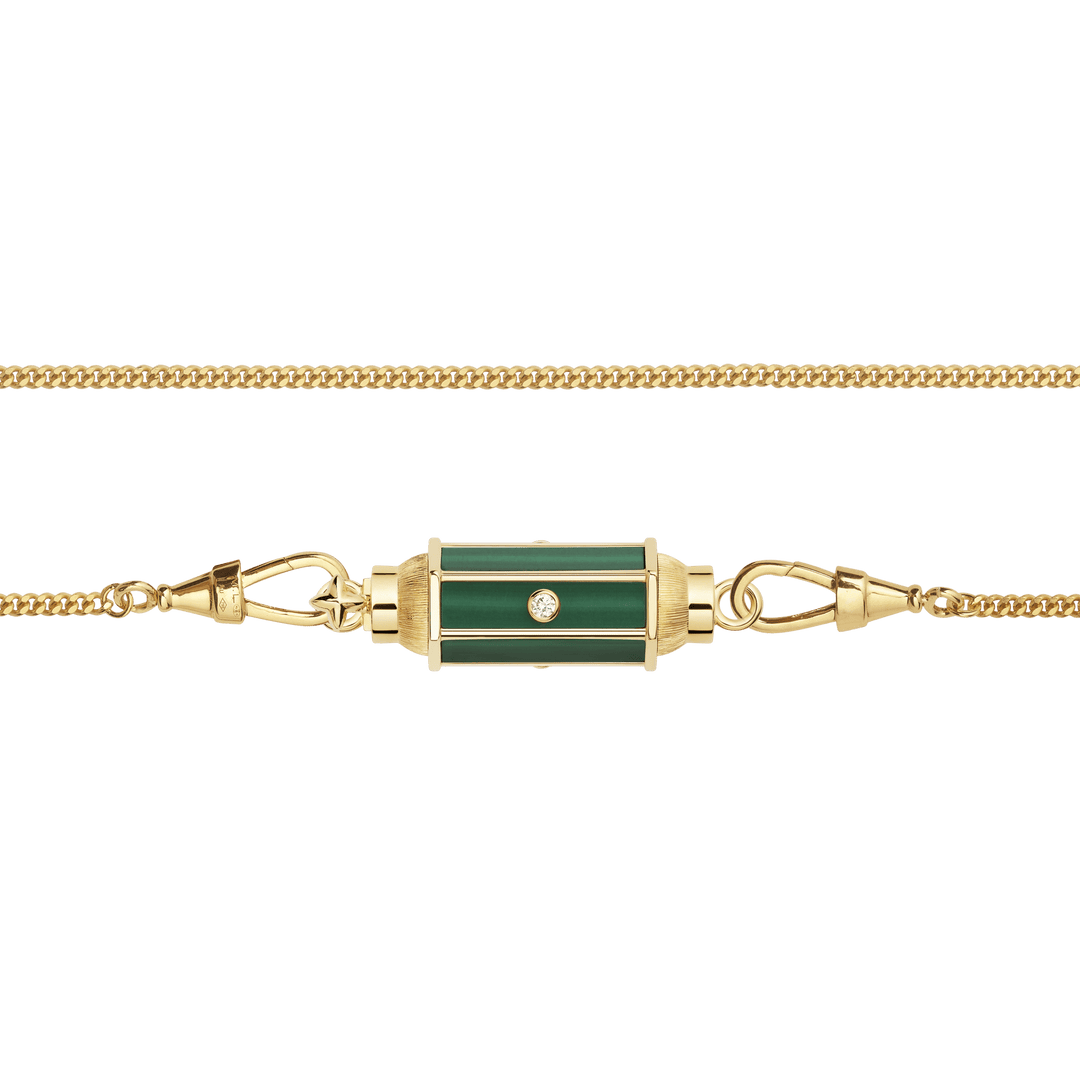 Malachite & Diamond Baby Locket (37cm) - Marie Lichtenberg - Ileana Makri