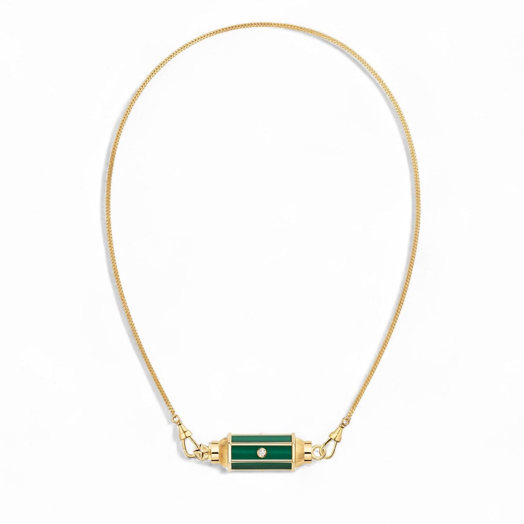 Malachite & Diamond Baby Locket (37cm) - Marie Lichtenberg - Ileana Makri