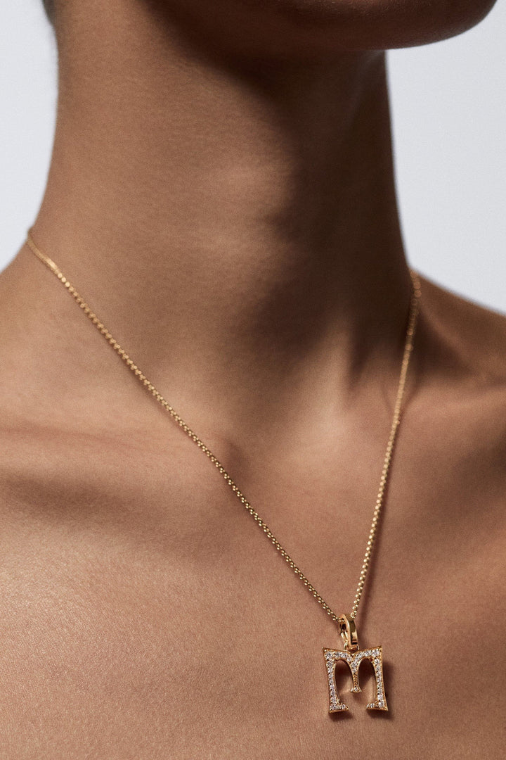 Diamond Letter M Charm