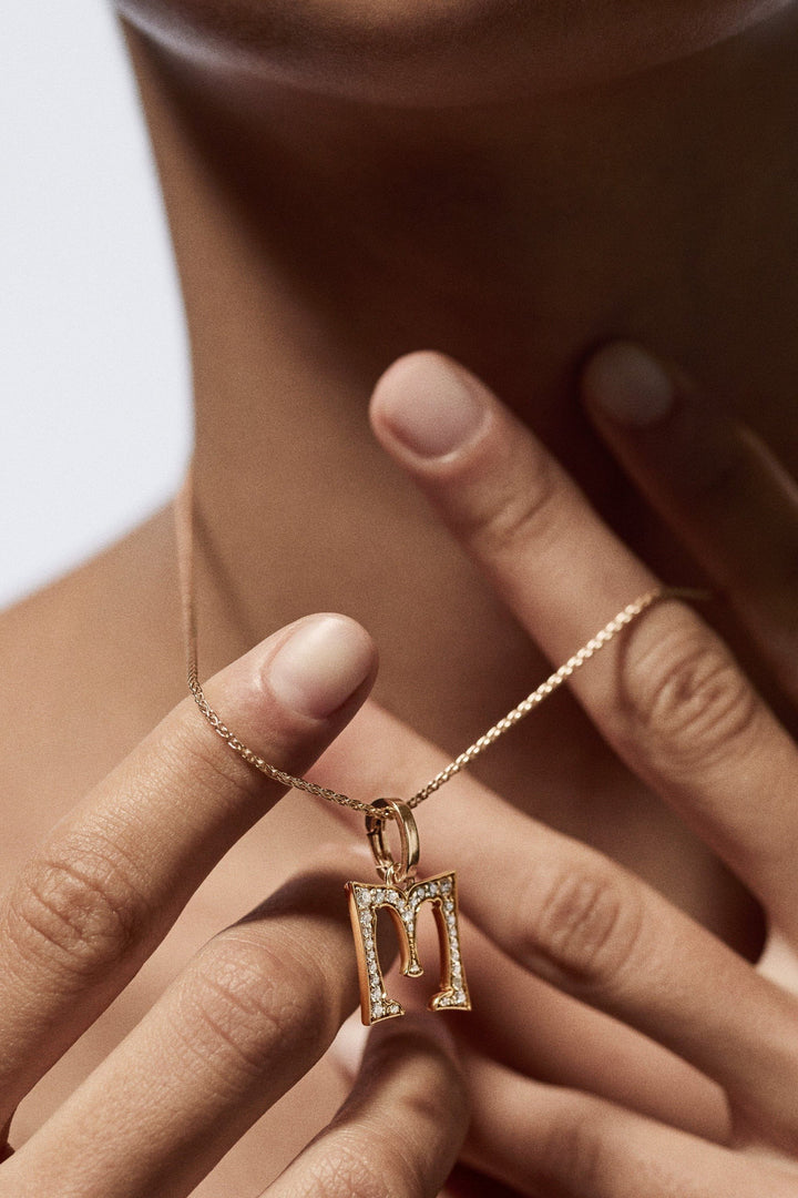 Diamond Letter M Charm
