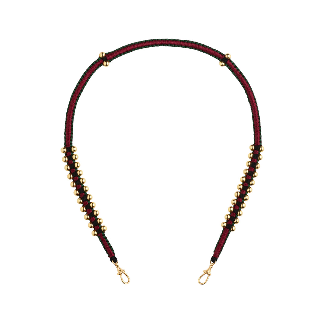 Ica Polished Gold Beads Burgundy and Green Necklace (35cm)