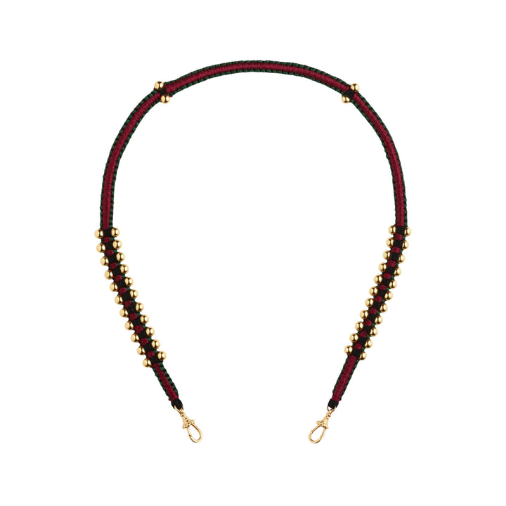 Ica Polished Gold Beads Burgundy and Green Necklace (35cm)