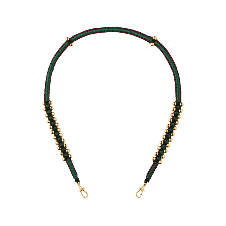 Ica Polished Gold Beads Burgundy and Green Necklace (35cm)