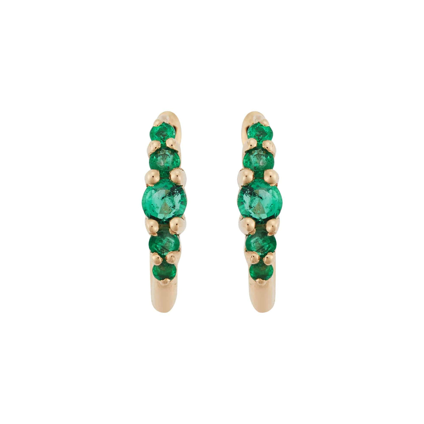 Medium Oval Hoops 5 Emeralds Rivulet - Rivulet - Ileana Makri store