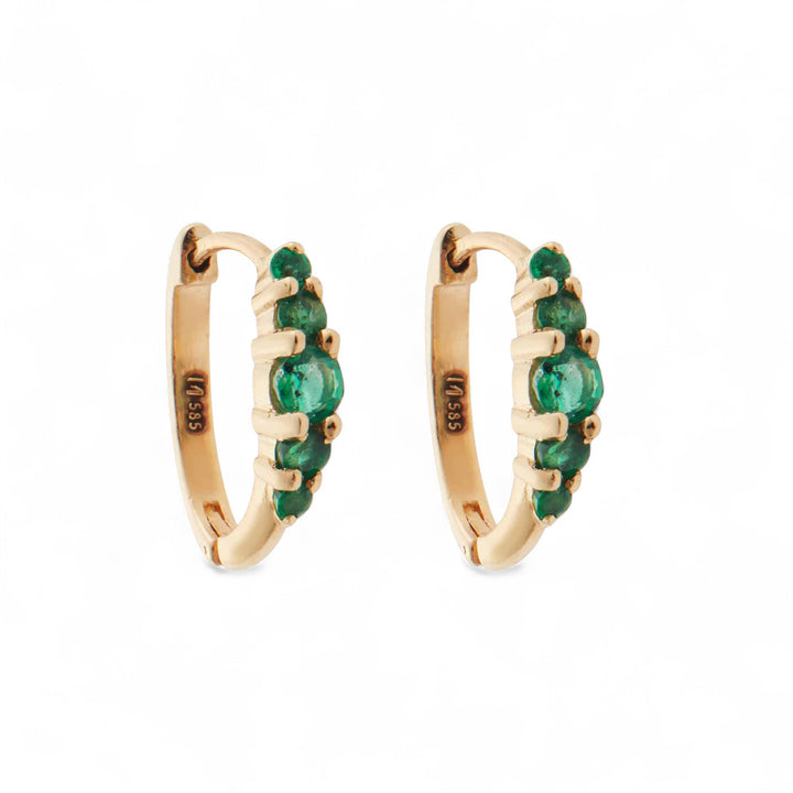 Ripple Medium Emerald Hoops