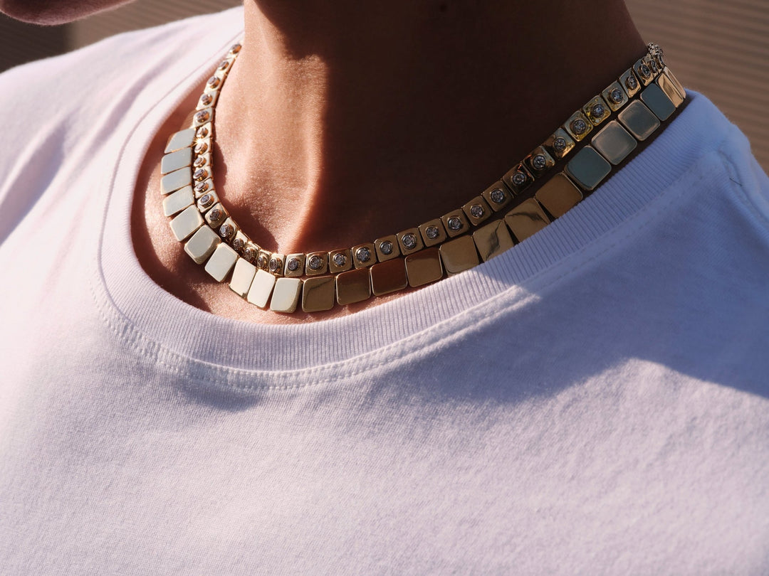 Medium Tile Diamond Necklace - Tile - Ileana Makri