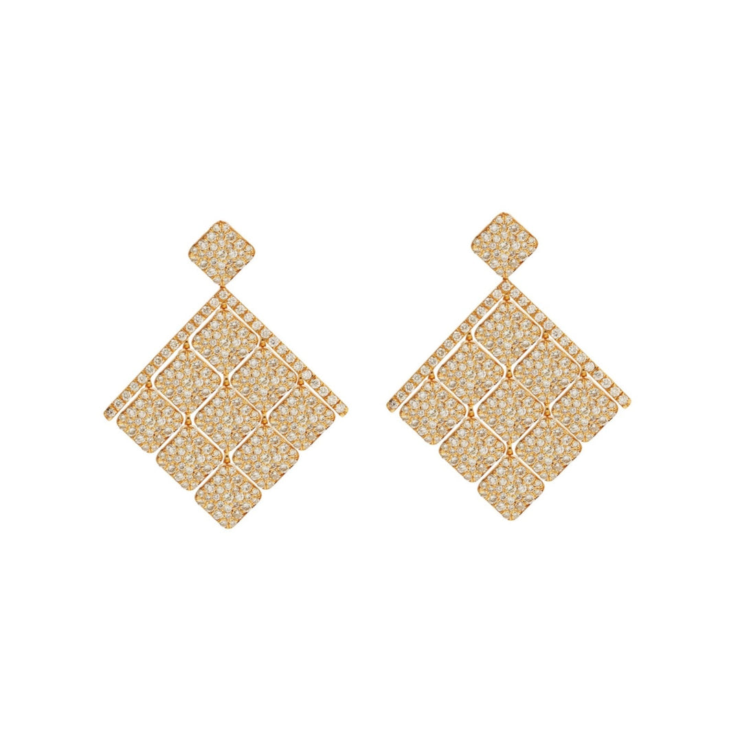 Medium Tile Pavé Curtain Earrings Y - D - Tile - Ileana Makri